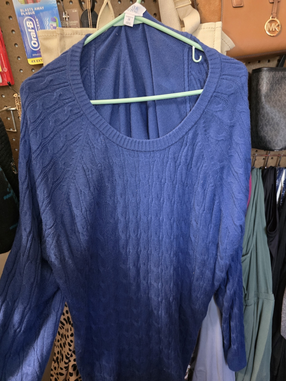 croft & barrow Navy Blue Cable-Knit Scoop Neck Sweater